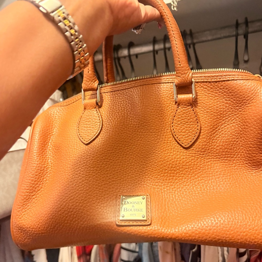 Dooney & Bourke Tan Leather Satchel with Gold Hardware